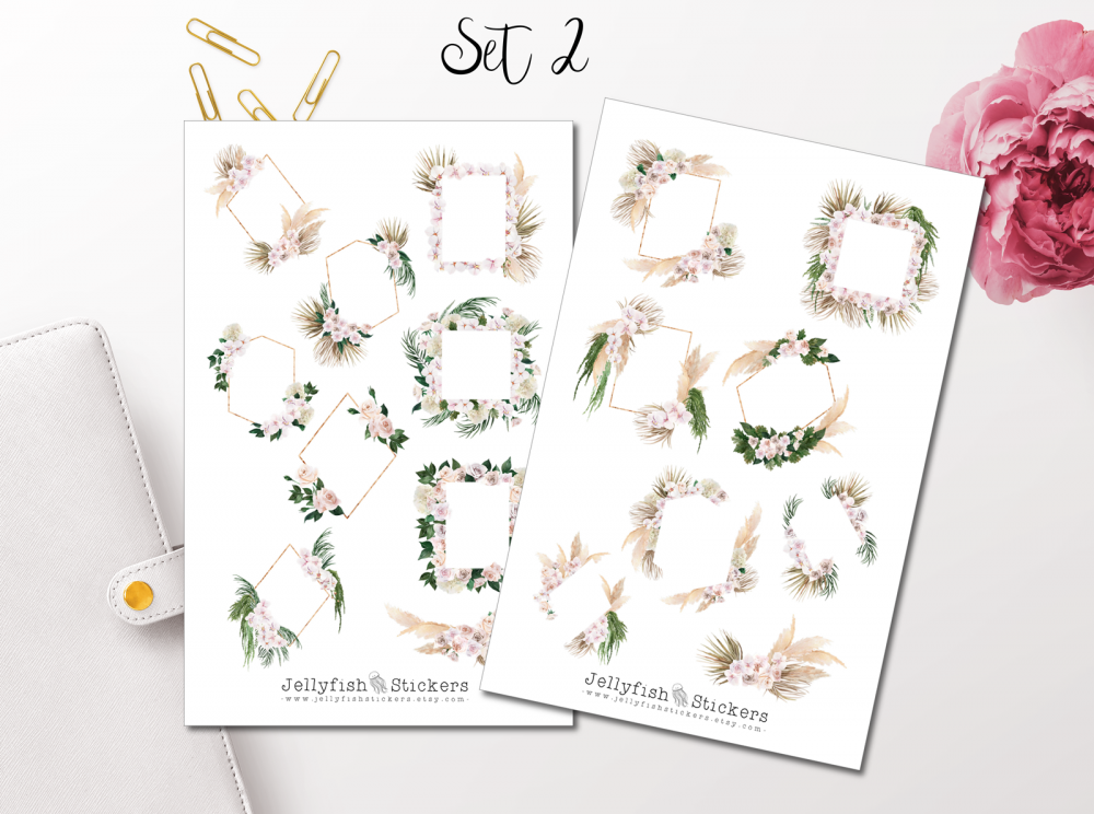 Blumen Beige Sticker Set